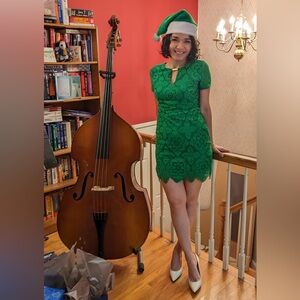 Used Once! Kensie Green Lace Mini Dress